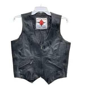 Bike Star Leather Vest Women Medium Motorcycle Biker Western Cowboy Riding 90's